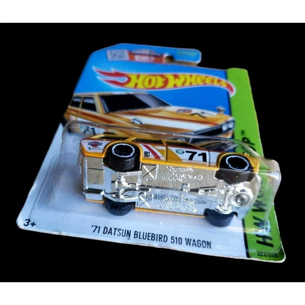 Hot Wheels '71 DATSUN BLUEBIRD 510 WAGON Yellow HW Workshop Night Burnerz 1:64